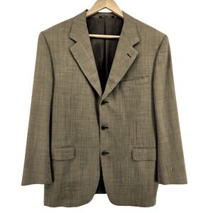 Canali Blazer Jacket Sport Coat Houndstooth Black Gold Wool Made in Italy 54